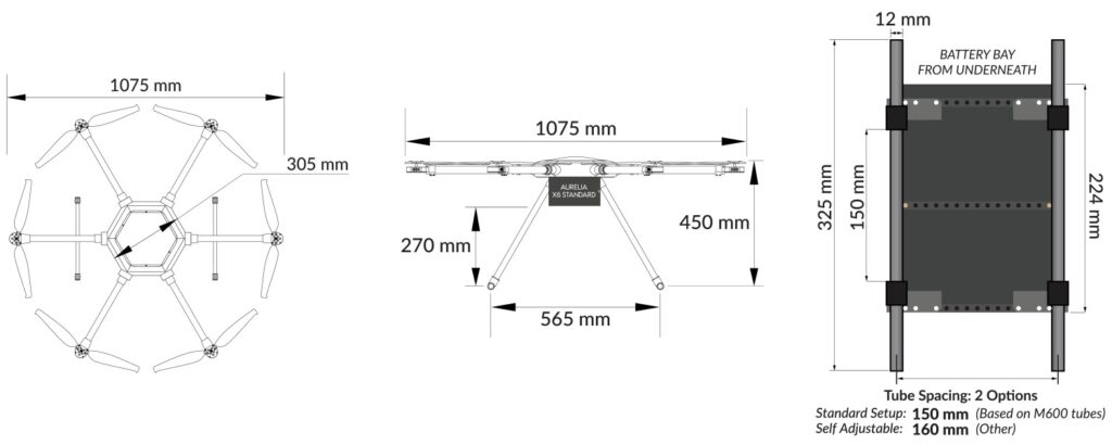 Aurelia X6 Standard with Battery Bay - M600 Spacing